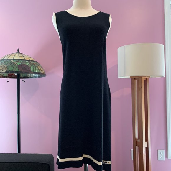 St John Sport sleeveless black with white trim sheath, size S - Picture 4 of 5